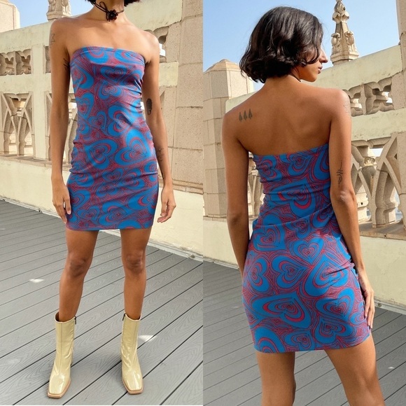 Lisa Says Gah Este Mini Dress Wild Hearts Blue